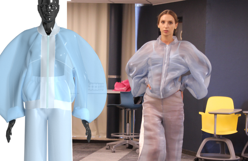 Pale Blue Transperant Jacket by Kamar Abu Hatum